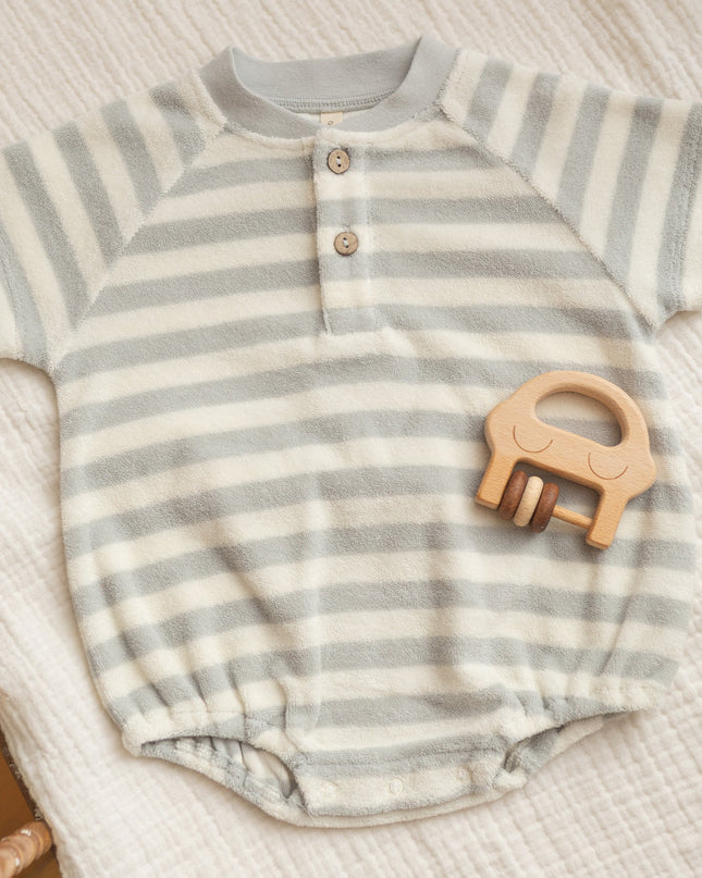 Blue and white stripe baby romper