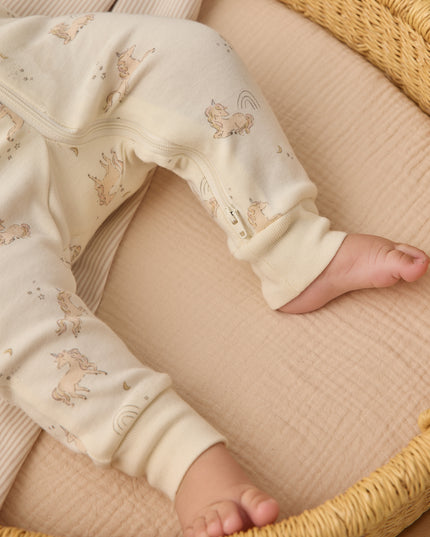Longsleeve zip pajamas with unicorn print