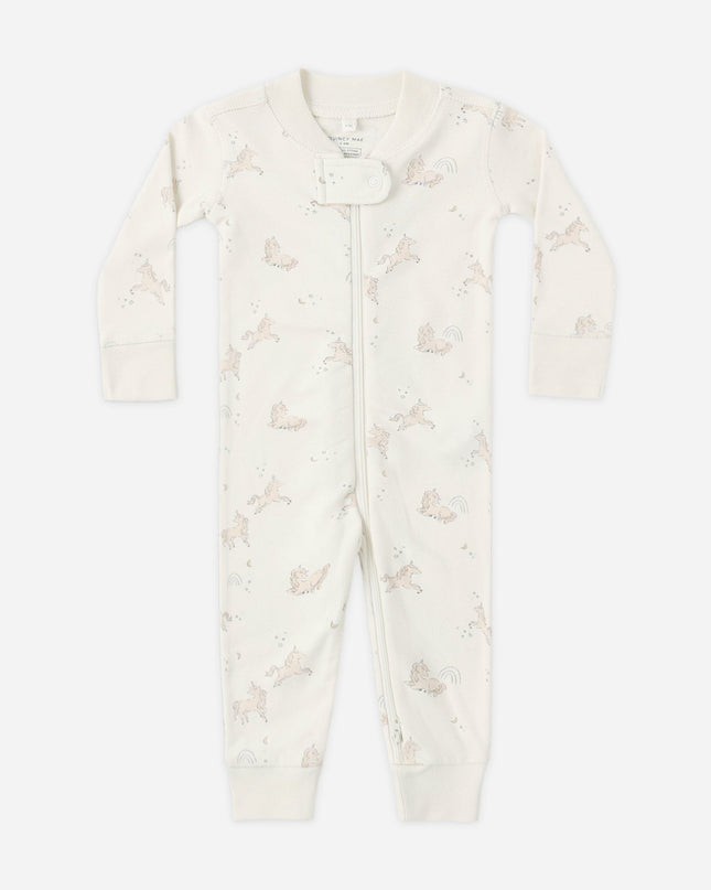 Longsleeve zip pajamas with unicorn print