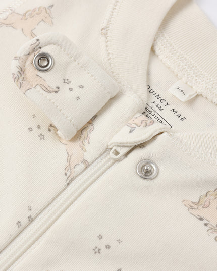 Longsleeve zip pajamas with unicorn print