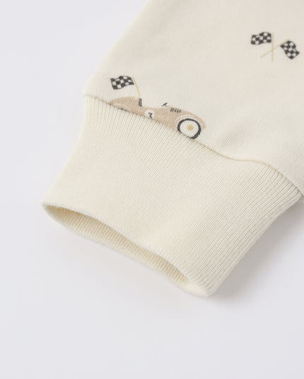  Long sleeve zipper pajamas with race car print