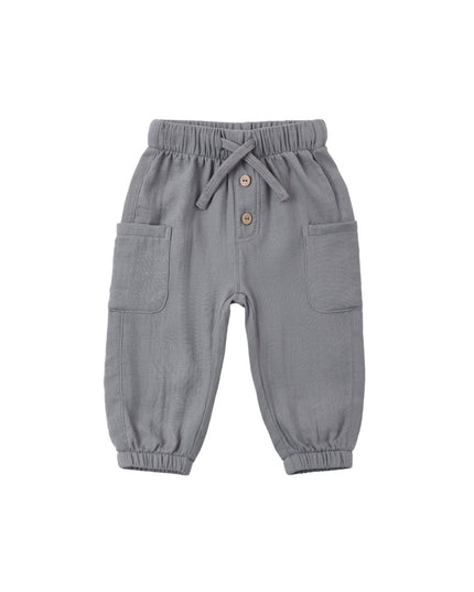 Slate grey pants with drawstring waist