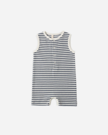 Blue and White Striped Romper