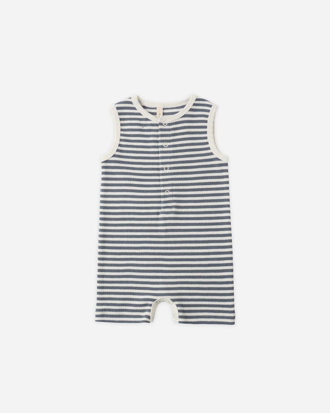 Blue and White Striped Romper