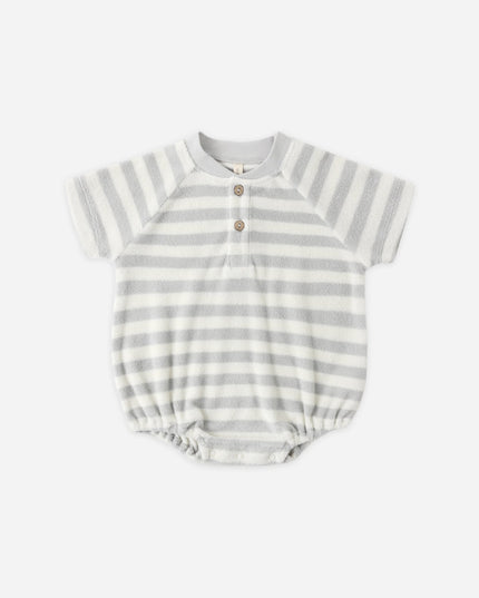 Blue and white stripe baby romper