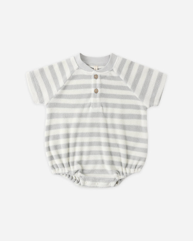 Blue and white stripe baby romper