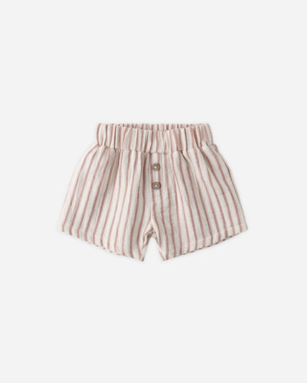 red and white striped shorts with buttons