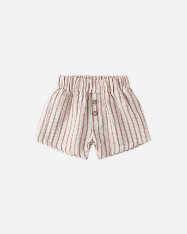 red and white striped shorts with buttons