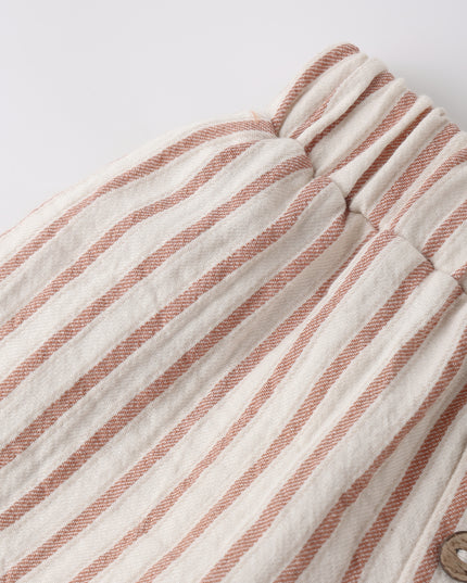 red and white striped shorts with buttons
