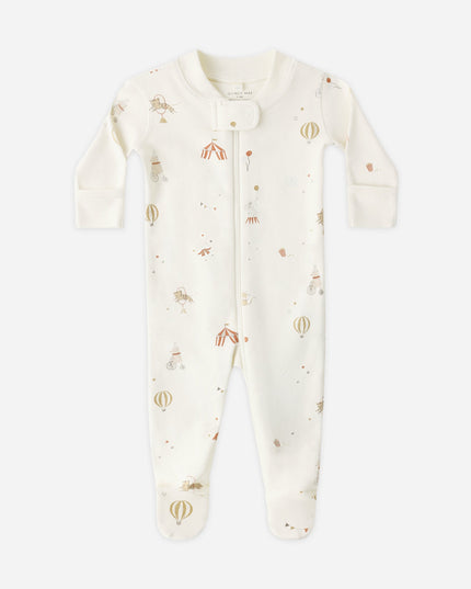 Longsleeve footie pajamas with a carnival print