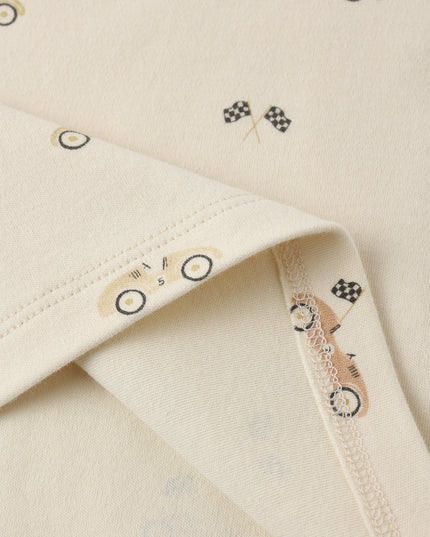 Cream t-shirt with race car print