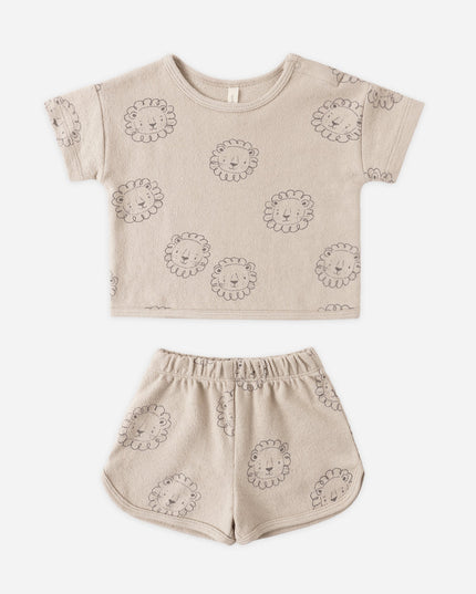 Shirt and short set with lion print