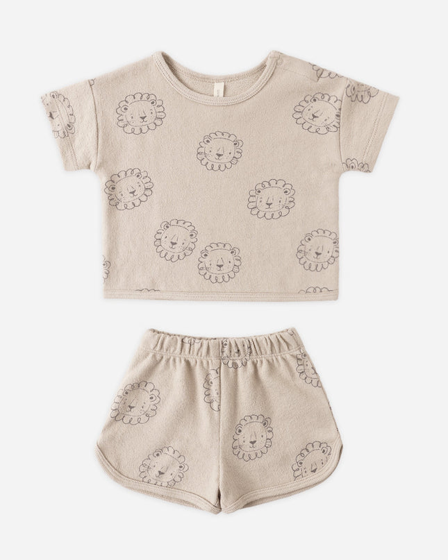 Shirt and short set with lion print