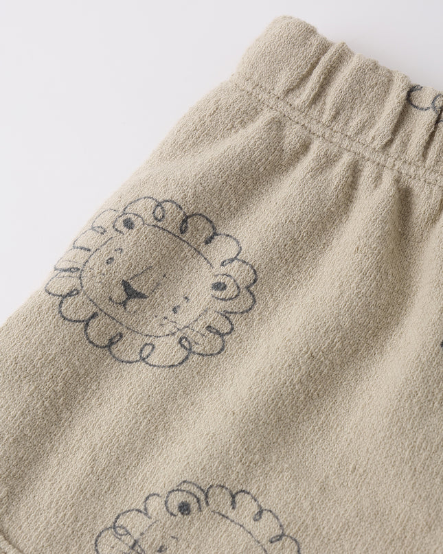 Shirt and short set with lion print