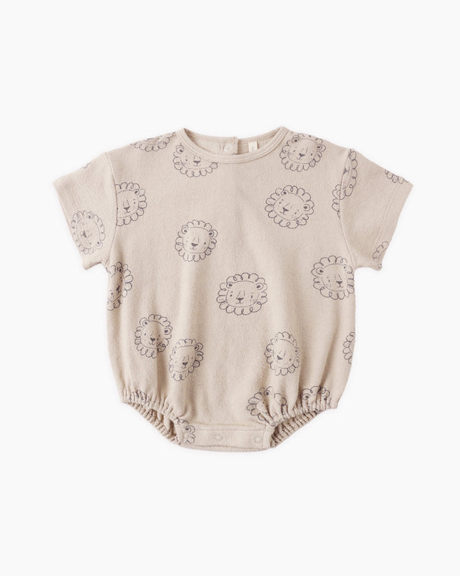 Beige baby romper with lion print
