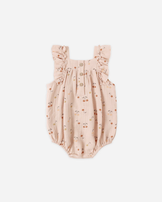 Blush romper with cherry print