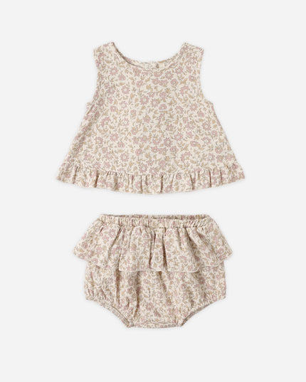 Floral baby outfit with top and bloomers