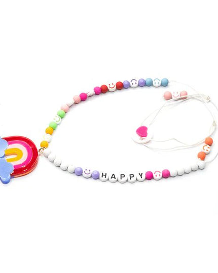"Happy" Rainbow Beaded Necklace
