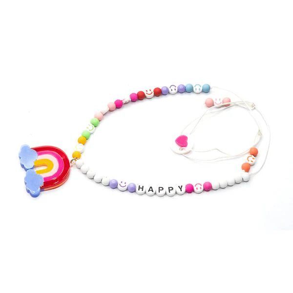 "Happy" Rainbow Beaded Necklace