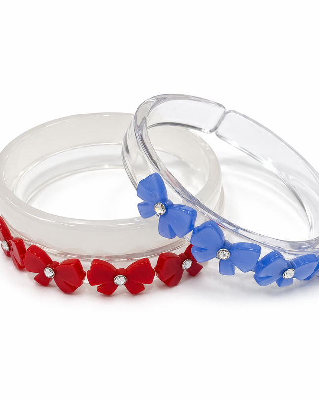 Blue and Red Bow Bracelets