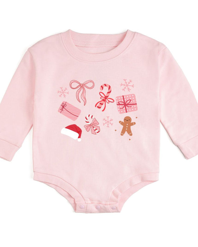 Pink Romper with fun Christmas graphic