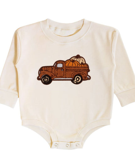 Baby Romper with truck and pumpkin design