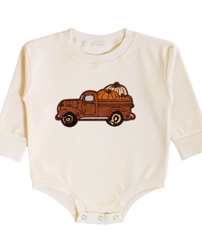 Baby Romper with truck and pumpkin design