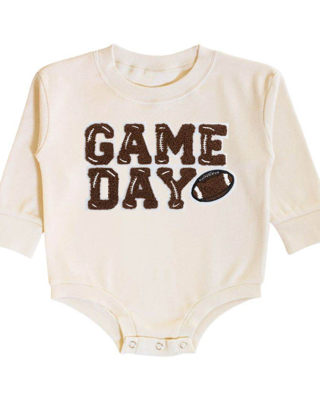 Sweet Wink Game Day Patch Long Sleeve Romper - Giggles & Glitter
