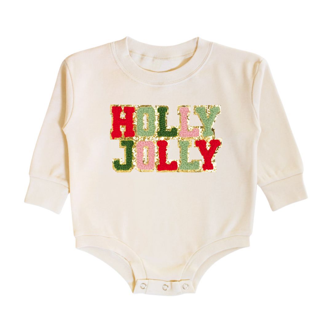 Sweet Wink Holly Jolly Patch Christmas Long Sleeve Romper