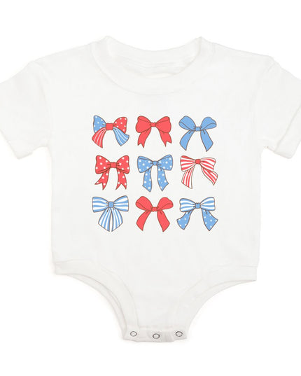 Patriotic Cutie Short Sleeve White Romper - Giggles & Glitter