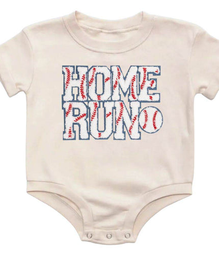 Home Run Patch Short Sleeve Romper - Giggles & Glitter