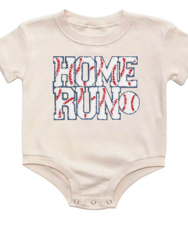 Home Run Patch Short Sleeve Romper - Giggles & Glitter