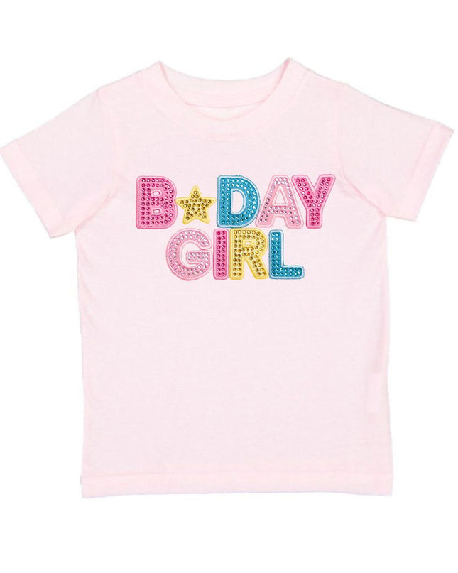 Pink T-Shirt with Rhinestone B-Day Girl Patch
