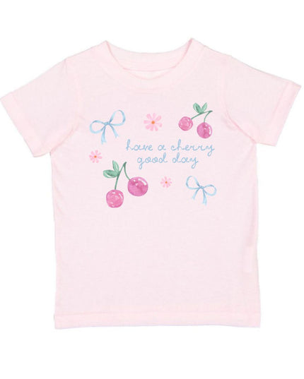 Pink t-shirt with cherry and bow designs