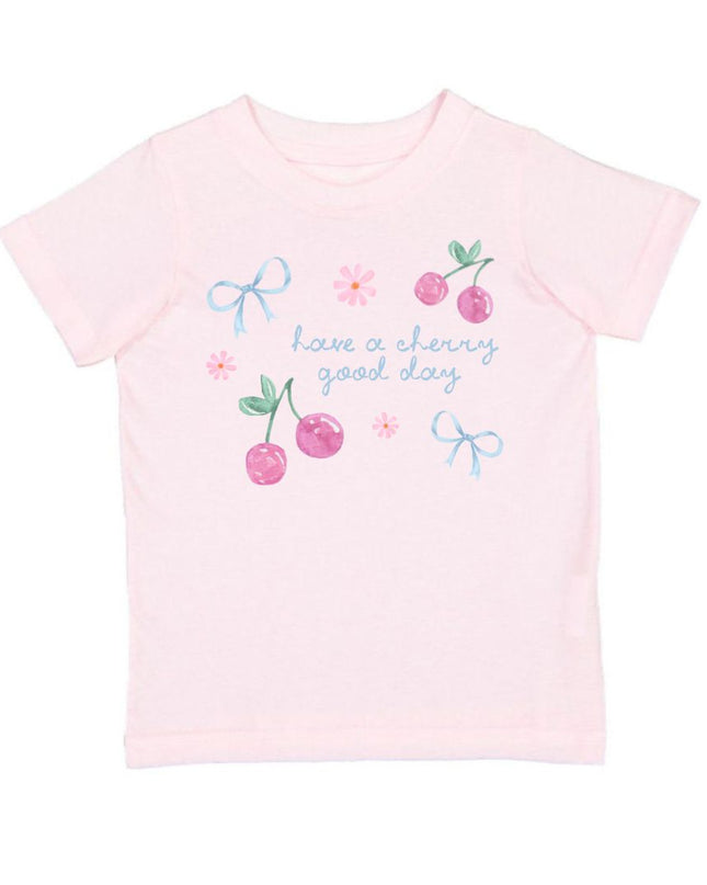 Pink t-shirt with cherry and bow designs