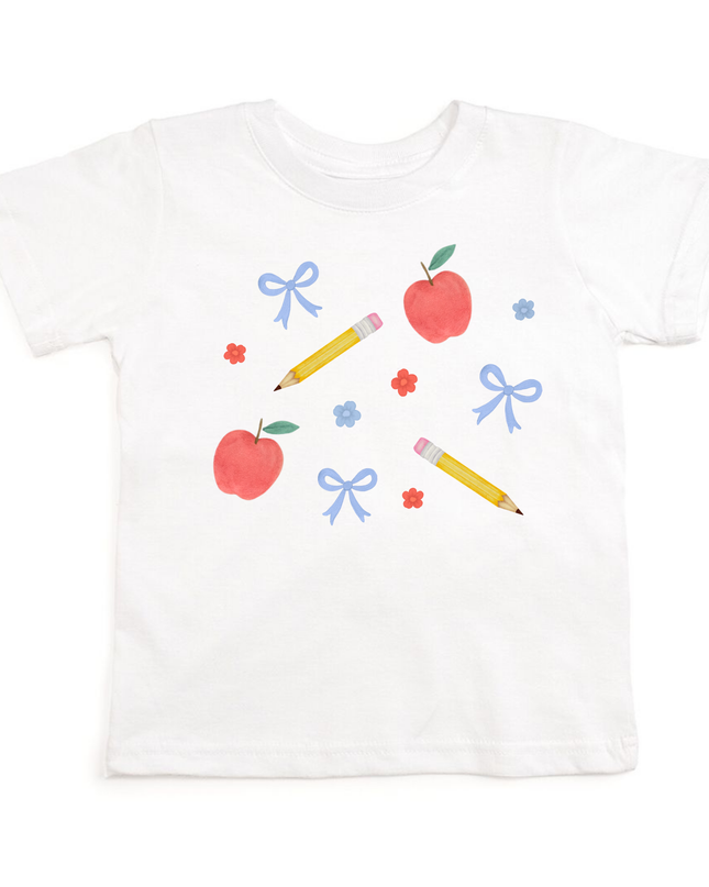 White t-shirt with back to school design