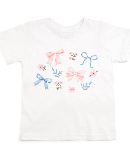 White shirt with floral and bow watercolor design