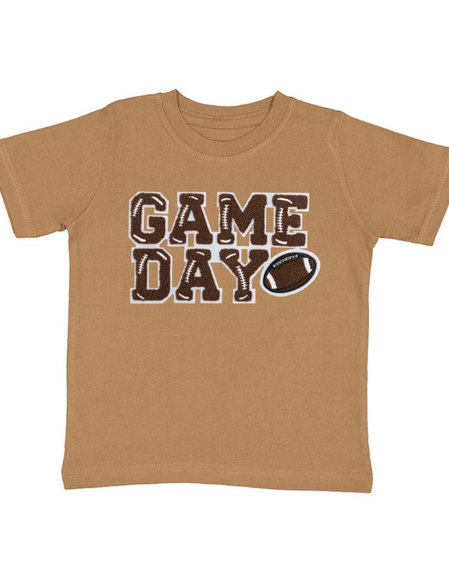 "Game Day" Patch Short Sleeve Mocha T-Shirt