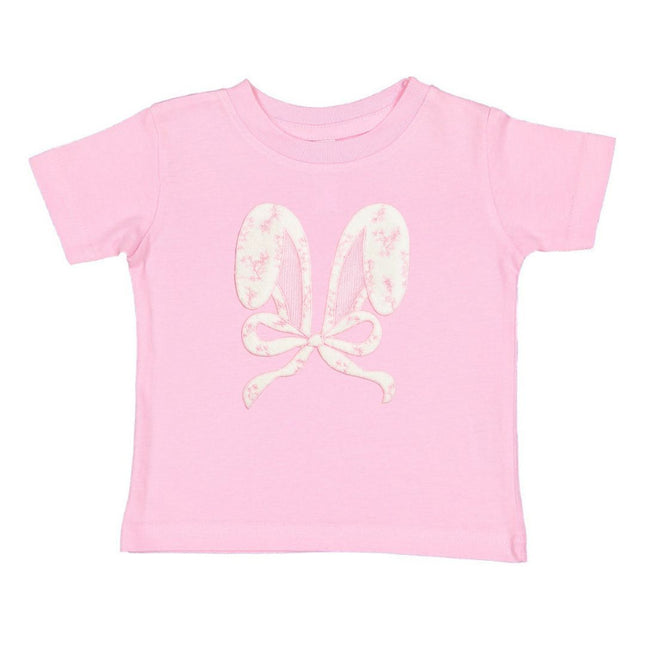 Pink t-shirt with lace bow bunny ears patch