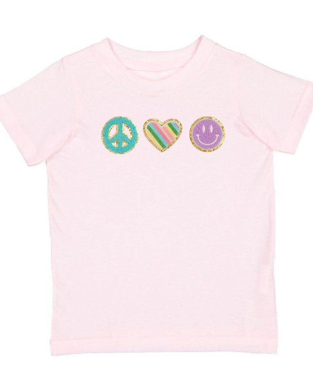 Sweet Wink Peace, Love, Smile Patch Short Sleeve T-Shirt - Giggles & Glitter