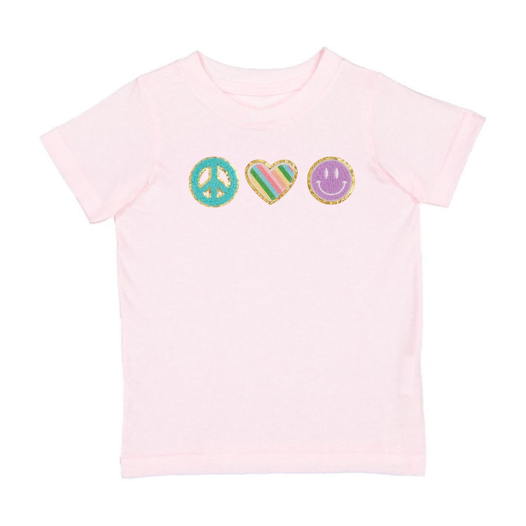 Sweet Wink Peace, Love, Smile Patch Short Sleeve T-Shirt