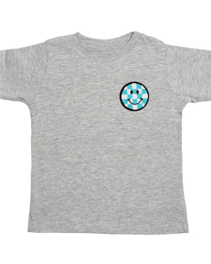Sweet Wink Smiley Checker Patch Short Sleeve T-Shirt - Giggles & Glitter
