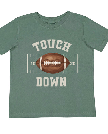 Green t-shirt with touch down football graphic