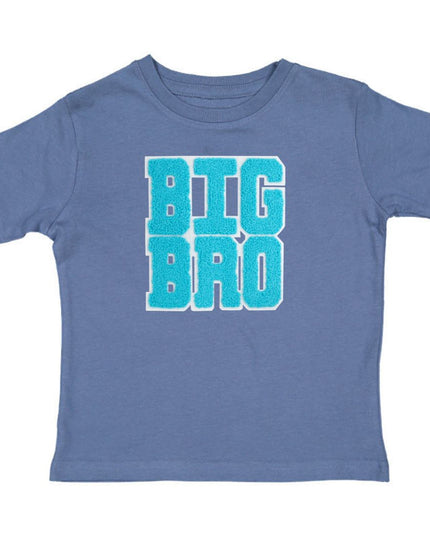 Big Bro Patch Short Sleeve T-Shirt - Blue - Giggles & Glitter