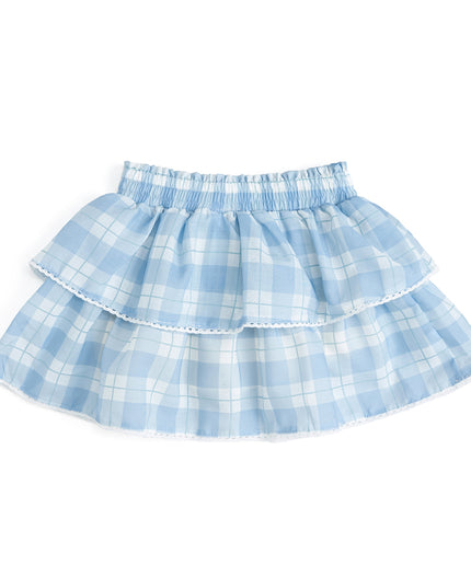 Blue plaid skort with scalloped edge 