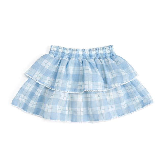 Blue plaid skort with scalloped edge 