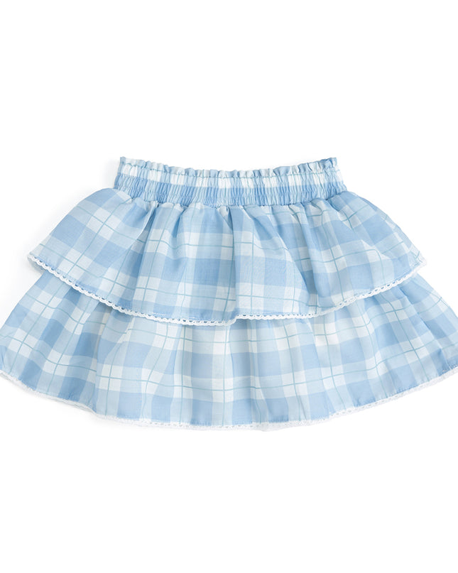 Blue plaid skort with scalloped edge 