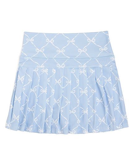Powder blue skort with white bows