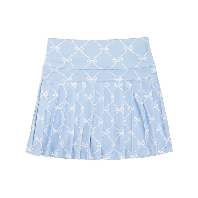 Powder blue skort with white bows