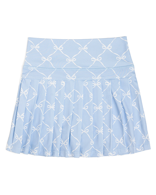 Powder blue skort with white bows